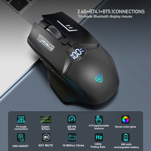 Souris de jeu sans fil à trois modes, 2.4 ghz, Bluetooth, éclairage RGB, 6 boutons, optique, silencieuse, pour PC et ordinateur portable - Product Image 4