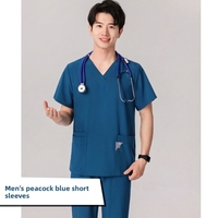 Tenues de travail unisexes à manches courtes en tissu polyester Dobby élastique à séchage rapide pour salles d'opération et cliniques dentaires
