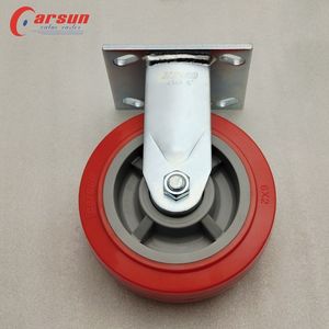 CARSUN Heavy Duty 4/5/6/8 Zoll PU-Rad rollen Lock Industrial Caster Rigid Swivel Style Gummis tahl Aluminium Kugellager OEM - Product Image 4