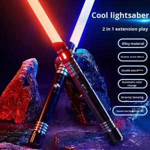 Épée <span class=keywords><strong>laser</strong></span> en alliage 2 en 1 à succès avec effets sonores, <span class=keywords><strong>sabre</strong></span> <span class=keywords><strong>laser</strong></span> pixel avec effets lumineux LED, épée <span class=keywords><strong>jouet</strong></span> colorée pour enfants - Product Image 2