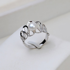 S925 Silver Living Mouth <b>Ring</b> for Women Korean Version DIY <b>Pearl</b> 6-8 Accessories Open Mouth <b>Ring</b> with One Size Body Empty Holder - Product Image 1