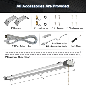 <b>LED</b> Shop <b>Light</b> 100W 120W 1.1m 5000K Daylight with Plug,Linkable <b>Led</b> Garage Ceiling <b>Lights</b>, Workshop,Hanging or Surface Mount - Product Image 5