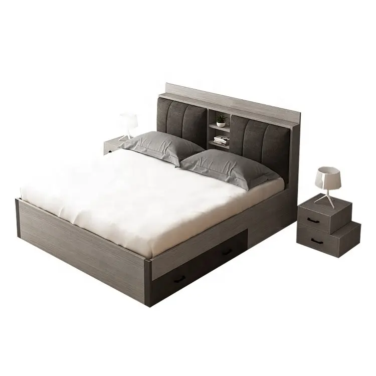 Modern Design Eenvoudige Houten Bed Met Lade Dozen En Matras Aangepaste Hotel Bed