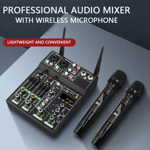 Micrófono mezclador de Audio <span class=keywords><strong>DJ</strong></span> de 4 canales Nuevo diseño Kit inalámbrico 2 en 1 de frecuencia ultra alta Tarjeta de sonido de audio pequeña y mezclador - Product Image 4