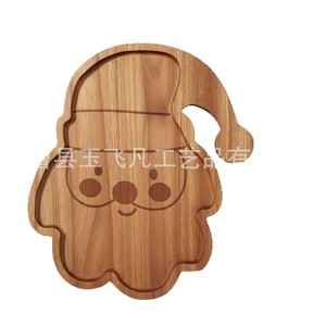 Yu Feifan Christmas Wooden Santa Tray Acacia Wood Cartoon Design For Party Snacks And <b>Cookies</b> - Product Image 1