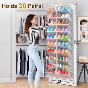 Over The Door <b>Shoe</b> Organizer 20 Pockets Breathable Mesh Foldable Hanging Rack For Closet <b>Shoes</b> Storage Behind Doors - Product Image 4