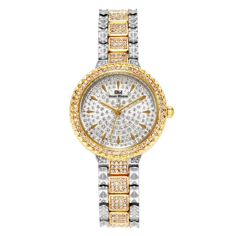 2022 New Silver Gold Ladies Diamond Watches Bling Hip Hop Fully Iced Out Watches For Women