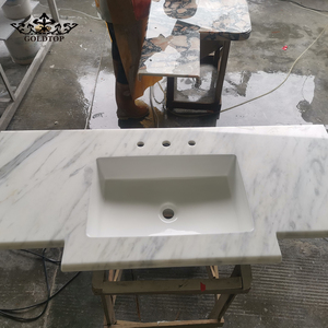 GOLDTOP STONE ODM OEM Volakas <b>White</b> Polished Marble Countertop for Modern Hotel and Kitchen Countertop Bathroom Vanity - Product Image 2