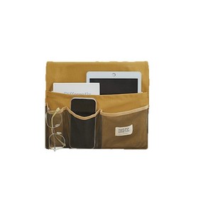 Sac de rangement suspendu en coton, blanc cassé et kaki, rectangulaire, avec crochets, 100 % coton, organisateur de chevet pour dortoir - Product Image 3