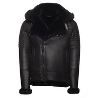 Veste en cuir PU noire à capuche pour homme avec col en fourrure surdimensionné, doublure en polaire épaisse, style américain, vêtement d'extérieur pour l'hiver