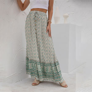 2023 printemps été taille haute imprimé longues jupes fourchettes modeste pour femmes jupes bohème décontractées élégantes - Product Image 4
