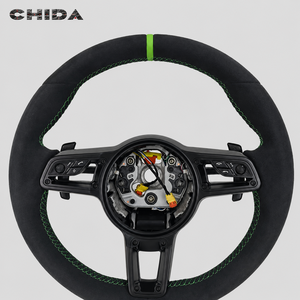 Volante de Cuero Gamuzado con Costuras Verdes, Volante Modificado Personalizado, Apto para Porsche 718, 911, Cayenne, <span class=keywords><strong>Macan</strong></span> - Product Image 3