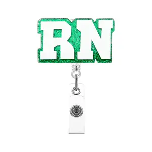 Bestom accessori per infermiere porta Badge Reel Glitter retrattile ospedale medico acrilico personalizzato