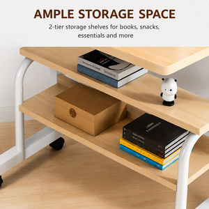 Armocity Rolling Standing <strong>Desk</strong> Charging Station Portable Height Adjustable Mobile Computer <strong>Desk</strong> 2-Tier <strong>Shelves</strong> Easy Assembly - Product Image 5