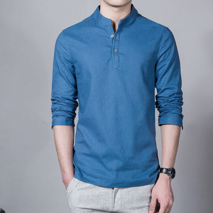 <span class=keywords><strong>Camicia</strong></span> Polo Autunno 2025 da <span class=keywords><strong>Uomo</strong></span>, Tinta Unita, Collo Alto, Manica Lunga, Alta Qualità in Cotone e <span class=keywords><strong>Lino</strong></span>, Taglie Forti, Vestibilità <span class=keywords><strong>Slim</strong></span>, Casual - Product Image 6