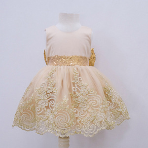 Ivy10493A Spanish Flowers Girls Princess Dress High Quality Girls Baby Sequin <b>Big</b> <b>Bow</b> Birthday Party Dress Design - Product Image 3