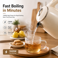 Bouilloire électrique de style européen en acier inoxydable avec arrêt automatique, 1500W, ébullition rapide, pour la maison et la cuisine