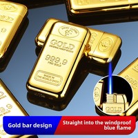 Briquet coupe-vent créatif en forme de lingot d'or, en métal, rechargeable, personnalisé, tendance, cadeau bijou pour homme
