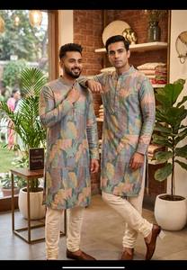 Tissu de Kurta Festif de Luxe Multicolore Orné de Paillettes Léger pour Vêtements Ethniques, Idéal pour Kurta, Kurti et Boutique - Product Image 5