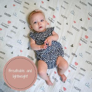 100% coton mousseline 2 couches bébé couverture Premium doux Durable blanc foi béni religieux impression nouveau-né Swaddle couverture - Product Image 5