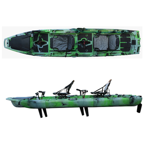 Kayak modulaire en HDPE de 14 pieds, 3 sections, avec moteur, pour 2 personnes, canoë en plastique pour la pêche en lac et en mer - Product Image 3