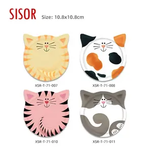 Wholesale Amazon Cute Cat Water Absorbent Ceramic Coasters Sets For Drink Pets Design Custom Printing Ceramic Coasters Mat Gifts