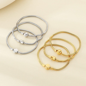 Pulsera Delgada de Acero Inoxidable con Cadena de Espina de Serpiente, Estilo Simple y Moderno, Popular en Europa y América, Regalo Unisex de Lujo Ligero - Product Image 1