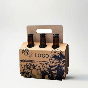 Paquet de 6 porte-bouteilles <span class=keywords><strong>en</strong></span> carton avec poignée large et robuste, robuste et durable, avec porte-<span class=keywords><strong>bouteille</strong></span> de bière pliable à plat, design personnalisé - Product Image 3