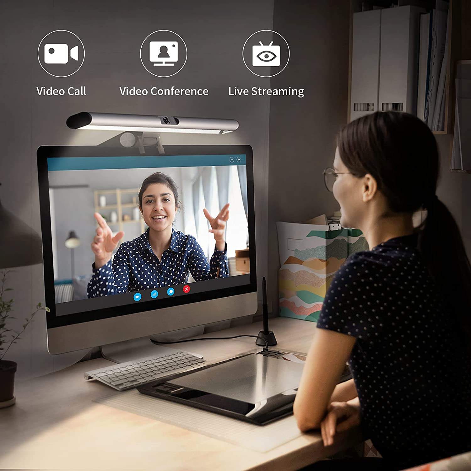 Webcam 4k Video Conference Lighting Kit,Ring Light Clip On Laptop