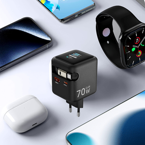Cargador de pared retráctil rápido de calidad mayorista, cable de cargador de teléfono USB-C, tipo C a PD, cargador GAN de 70W - Product Image 3