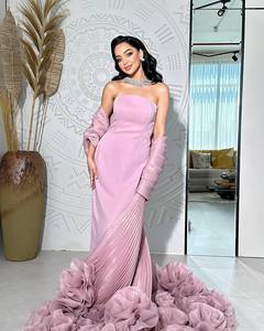 Sharon dedi SF485 lüks mavi Dubai 3D çiçek abiye pelerin A-Line uzun kadın düğün parti için balo elbisesi - Product Image 1
