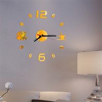 Diseño moderno café grano de café decoración del hogar cocina Reloj de pared Diy Reloj de pared grande sin marco Reloj de pared gigante