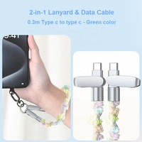 Câble de données USB-C vers USB-C PD 60W à charge rapide avec cordon en tissu texturé à motif floral