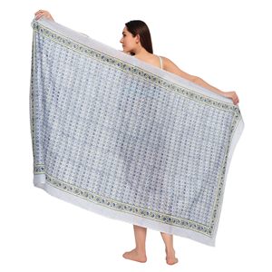 Paréo en coton imprimé à la main à prix avantageux pour femme, léger, idéal comme cache-maillot de bain, pour la plage et les vacances d'été - Product Image 1