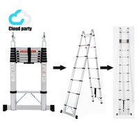 Échelle télescopique pliante en aluminium moderne Cloud-party, capacité de charge 150 kg, pour échafaudage en A et escalier droit