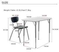 Ensemble bureau et chaise d'école à hauteur réglable avec design ergonomique et structure en acier pour usage scolaire