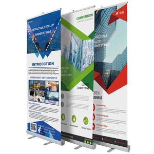 A-SIGN Soporte de Banner Enrollable de Aleación de Aluminio 2x3m, Exhibición Publicitaria para Exteriores, Personalizable para Eventos Corporativos - Product Image 1
