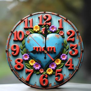 Round Wooden <b>Wall</b> <b>Clock</b> 25cm Simple Line Art <b>Silent</b> Home Living Room Decor - Product Image 1