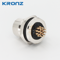 Connecteur de panneau femelle KRONZ M12 - Codage A 12 broches, montage arrière et verrouillage avant, boîtier métallique droit, 1,5 A 30 V, anti-vibration, industriel