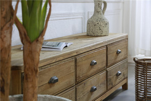 Reclaimed Wood Home Furnishings Six Drawers <strong>TV</strong> <strong>Stand</strong> Old <strong>Pine</strong> Wood End of Bed <strong>TV</strong> <strong>Stand</strong> - Product Image 3