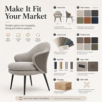Chaise de salle à manger de luxe moderne, fauteuil rembourré en tissu, mobilier de restaurant et d'hôtel, chaise d'appoint avec pieds en métal