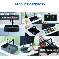 Lessive de cuisine personnalisable Bol simple solide en granit de quartz composite de 27 pouces Bol d'évier noir