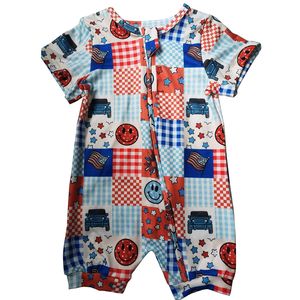 Pijamas con Cierre y Estampado Floral Personalizables para Niñas, Venta Caliente, Tallas Grandes, Mono de Manga Corta con Cierre - Product Image 1