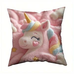 Federa per Cuscino da Divano in Peluche Corto con Stampa 2D di Pony Arcobaleno, Morbida sulla Pelle - Product Image 6