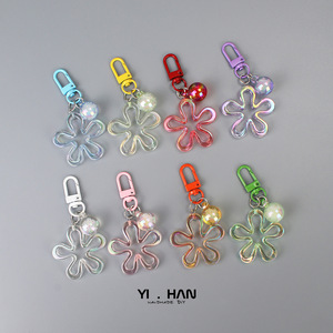 Llavero de Metal con Diseño de Flor Hueca Láser Colorido, Colgante Pequeño y Fresco con Cuentas de Burbuja, Accesorios para Bolsos para Niñas - Product Image 2