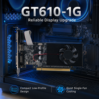 Nueva tarjeta gráfica de perfil bajo GT610 1GB DDR3 de 64 bits con ventilador de refrigeración/salida DVI/VGA para PC de escritorio