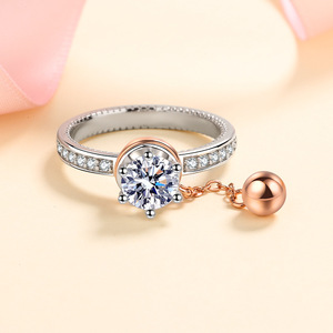Ventes directes d'usine S925 Silver Female Rotating Bead Ring Incrusté de Moissanite Cool Single Moissanite Ring - Product Image 2
