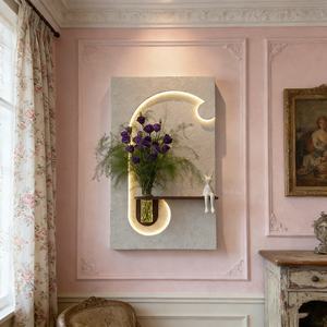 Pintura Decorativa de Lujo Personalizada de Fábrica, Arte en Piedra Arenisca 3D, Decoración para el Hogar, Plantas Hidropónicas con Iluminación LED, Arte Colgante - Product Image 2