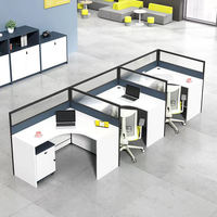 Poste de travail modulaire zoné pour centre d'appels, bureau de service client moderne avec cloisons, pour 2/4/6 personnes