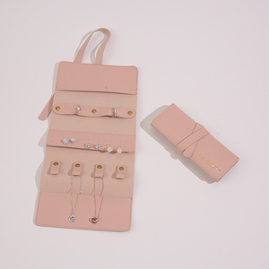 Custom Logo Luxury Leather <b>Roll</b> up Necklace Jewelry <b>Box</b> Portable Display Travel Earring Ring Bracelet Storage Organizer - Product Image 1